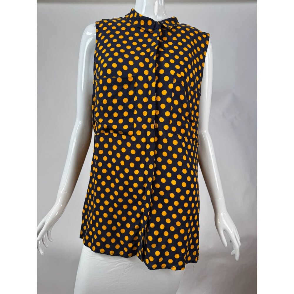 Polka Dot Sleeveless Button-Down Rayon Blouse Plus sz 2X By Rouge Collection Nav
